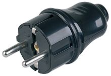 Вилка электрическая с заземлением прямая IEK ВПп10-02-Ст 16А черный картинка 